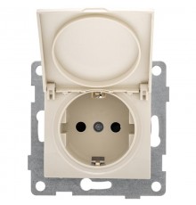 Bravo Розетка 1-ой с/з с з/ш и крышкой, СУ , 16А, 250В, беж  С10Р91-003  GUSI Electric