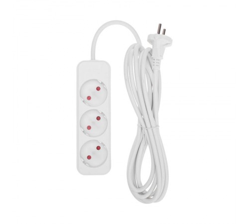 Удлинитель STANDARD 3 гнезда, 3м, 2х1,0мм, б/з, белый  13-4007  REXANT