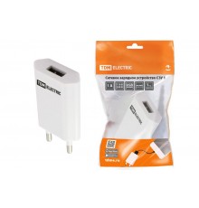 Сетевое зарядное устройство, СЗУ 1, 1 А, 1 USB, белый,  SQ1810-0001  TDM