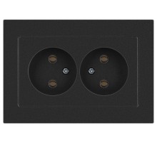 Розетка Intro Accent 6-204-07 , 2х2P, 16А-250В, IP20, СУ, AL/CU, графит  Б0063435  Intro