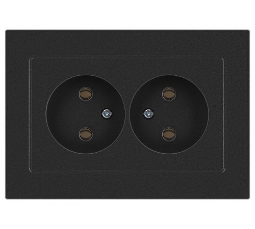 Розетка Intro Accent 6-204-07 , 2х2P, 16А-250В, IP20, СУ, AL/CU, графит  Б0063435  Intro