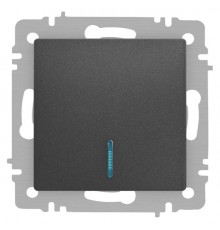 Выключатель Intro Accent 6-102-07 с подсветкой, 10А-250В, IP20, СУ, AL/CU, графит  Б0063434  Intro