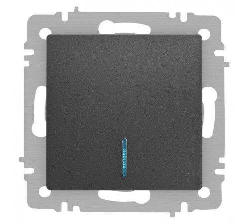 Выключатель Intro Accent 6-102-07 с подсветкой, 10А-250В, IP20, СУ, AL/CU, графит  Б0063434  Intro