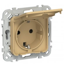 FLITE Розетка с заземлением со шторками с крышкой быстрозажимные клеммы 16А IP44 РСшкр11-1-44-ФлШм шамуа  FI-R16-16-1-44-K89  IEK