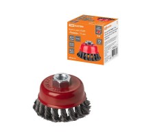 Щетка для УШМ "чашка", 75 мм, гайка М14, плетеные пучки стальной проволоки d 0,5 мм, "Рубин",  SQ1096-0210  TDM