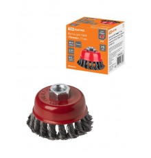 Щетка для УШМ "чашка", 75 мм, гайка М14, плетеные пучки стальной проволоки d 0,5 мм, "Рубин",  SQ1096-0210  TDM