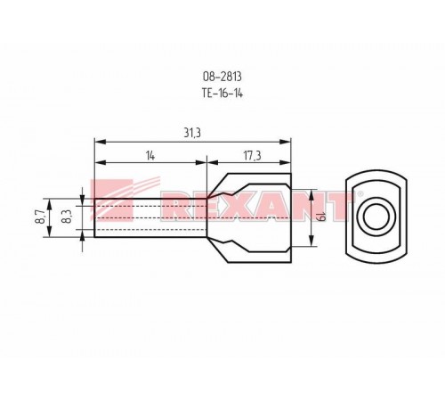 Наконечник штыревой втулочный изолированный F-14 мм 2х16 мм (НШВи(2) 16-14/НГи2 16-14) слоновая кость  08-2813  REXANT