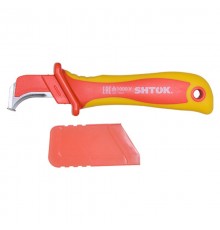Нож для снятия изоляции с пяткой и частично изолированным лезвием 1000В VDE, SHTOK.  376547  КЭАЗ