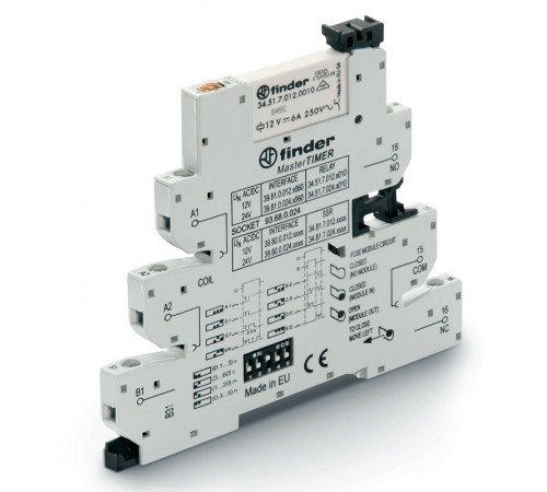 Интерфейсный модуль, электромеханическое реле с таймером, серия MasterTimer (мультифункциональный: AI,DI,GI,SW,BE,CE,DE,EE);  398100240060  Finder