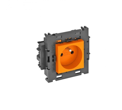 Розетка одинарная 0° Modul45connect франц. стандарт, 250 В, 16A (оранжевый) (STD-F0C8 ROR1)  6120604  OBO Bettermann