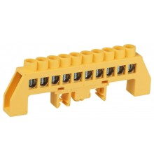 Шина  NO-224-117 PE земля в комбинированном изоляторе на DIN-рейку ШНИ-8х12-10-Д-желтый  Б0062976  ЭРА