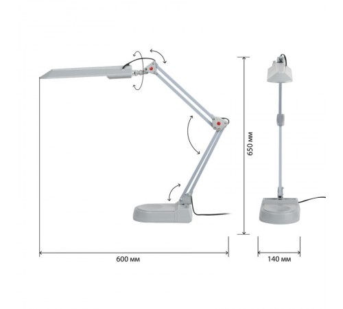 Светильник настольный на основании/струбцина NL-202 11Вт ЛЛ G23 серый с лампой  C0041461  ЭРА