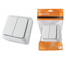 Выключатель 2-кл. открытой установки IP20 10А, белый "Ладога"   SQ1801-0003  TDM