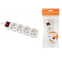 Удлинитель бытовой  У04В выключатель, 4 гнезда, 1,5метра, с заземлением, ПВС 3х1мм2  16А/250В   SQ1303-0110  TDM