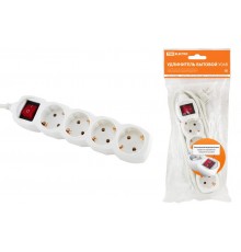 Удлинитель бытовой  У04В выключатель, 4 гнезда, 1,5метра, с заземлением, ПВС 3х1мм2  16А/250В   SQ1303-0110  TDM