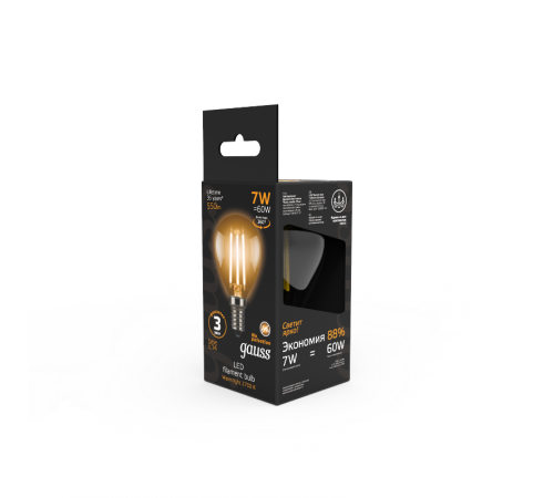 Лампа светодиодная LED 7Вт E14 220В 2700К шар  105801107  Gauss