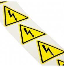 Знак "Молния" в рулоне винил желтый, 100мм, треугольник  SL-T100-HE  DKC