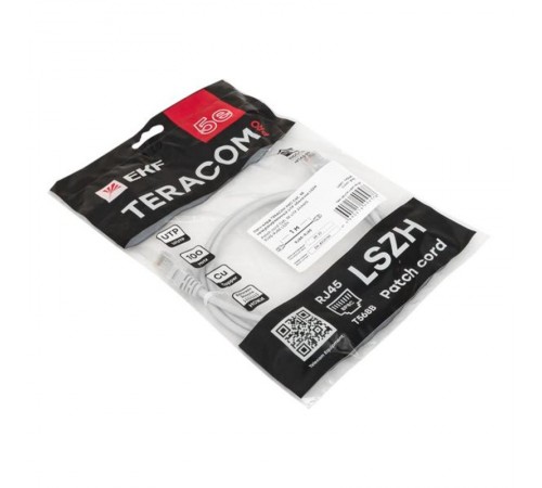 Патч-корд TERACOM PRO Cat.5E неэкранированный UTP оболочка LSZH серый (1,0м)  TRP-5EUTP-LSH-1M-GY  EKF