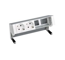 Simon S400 Настольный розеточный блок, 2х2P+E, 2 пустых модуля, алюминий, Simon 400  42402000-133  Simon