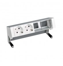 Simon S400 Настольный розеточный блок, 2х2P+E, 2 пустых модуля, алюминий, Simon 400  42402000-133  Simon