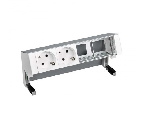 Simon S400 Настольный розеточный блок, 2х2P+E, 2 пустых модуля, алюминий, Simon 400  42402000-133  Simon