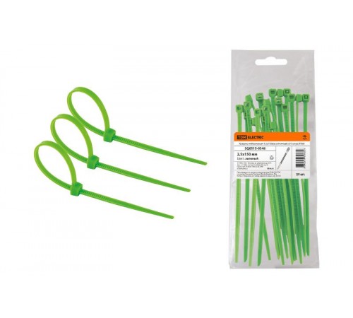 Хомуты нейлоновые 2,5х150мм (зеленый) (25 штук)  SQ0515-0346  TDM