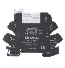 Реле интерфейсное, 1CO, ком. ток 6А, AgSnO2, напряжение 110V AC/DC, push-in клеммы.  IRK-110UC-1CO-PT  DKC