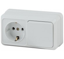 2-701-01 Intro Блок розетка+выкл. гориз. 10(16)А-250В, IP20, ОУ, Quadro, белый  Б0036149  Intro
