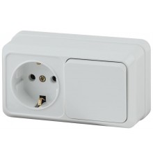 2-701-01 Intro Блок розетка+выкл. гориз. 10(16)А-250В, IP20, ОУ, Quadro, белый  Б0036149  Intro