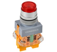 Кнопка D7-11D d=22мм 1з+1р с подсветкой красная  BBT50-11D-3-12-K04-G  GENERICA