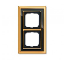 Рамка 2-постовая, серия Династия, Латунь полированная, черное стекло  1754-0-4566   2CKA001754A4566  ABB