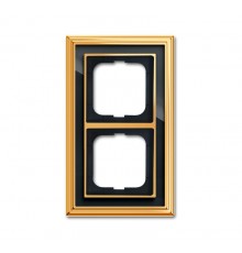 Рамка 2-постовая, серия Династия, Латунь полированная, черное стекло  1754-0-4566   2CKA001754A4566  ABB
