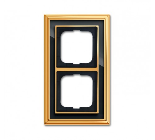 Рамка 2-постовая, серия Династия, Латунь полированная, черное стекло  1754-0-4566   2CKA001754A4566  ABB