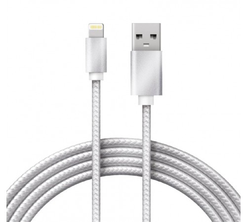 Кабель REXANT USB-Lightning 1 м, серебристая нейлоновая оплетка 18-7051  REXANT
