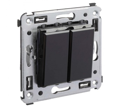 Переключатель двухклавишный в стену, Avanti, "Черный квадрат"  4402114  DKC