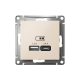 AtlasDesign Бежевый USB Розетка A+С, 5В/2,4А, 2х5В/1,2А, механизм  ATN000239  SE