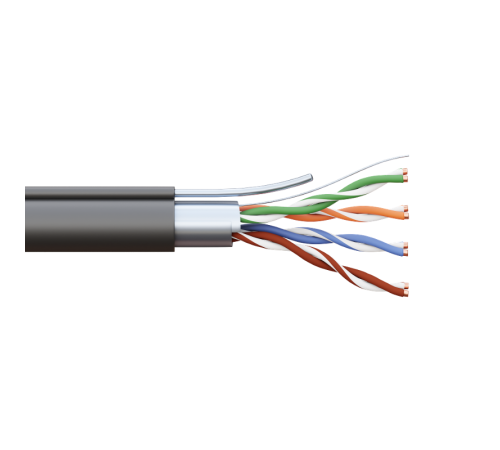 Кабель витая пара TERACOM PRO Cat.5E F/UTP 4 пары solid 24AWG 1,2 мм черный катушка 305м  TRP-5EFTP-04PE-BK-OTW3  EKF