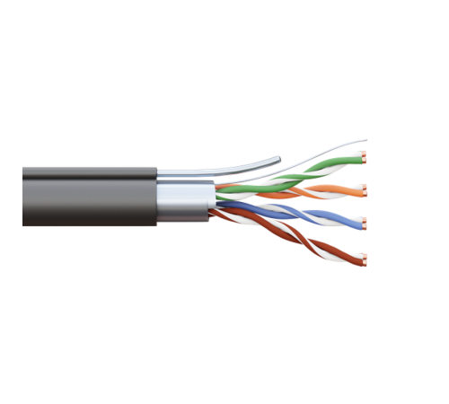 Кабель витая пара TERACOM PRO Cat.5E F/UTP 4 пары solid 24AWG 1,2 мм черный катушка 305м  TRP-5EFTP-04PE-BK-OTW3  EKF