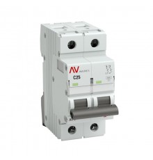 Выключатель автоматический двухполюсный AV-6 25А C 6кА AVERES  mcb6-2-25C-av  EKF