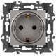 Розетка Elegance 14-2102-16 с заземлением со шторками, 16А-250В, титан  Б0065806  ЭРА