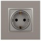 Розетка Elegance 14-2102-16 с заземлением со шторками, 16А-250В, титан  Б0065806  ЭРА