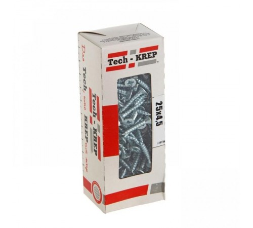 Саморезы универсальные 25х4,5 мм (200 шт) оцинкованные - коробка с окном ( 0,372 кг)  102188  Tech-KREP