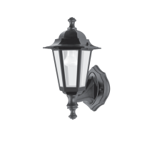 Светильник садово-парковый 6101 шестигранный на стену вверх 60W E27 230V, черный  11052  Feron