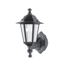 Светильник садово-парковый 6101 шестигранный на стену вверх 60W E27 230V, черный  11052  Feron