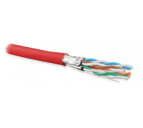 UFTP4-C6A-S23-IN-LSZH-RD-500 (500 м) Кабель витая пара U/FTP, кат. 6a (10GBE), 4 пары(23AWG),одножил. (solid), нг(A)-HF 445109  Hyperline