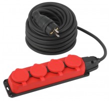 Удлинитель силовой UK-4e-3x1,5-20m-IP44(KG) с заземлением 4 розетки каучук 20м КГ 3х1,5мм2 IP44  Б0057587  ЭРА
