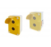 Корпус КП102 c козырьком для кнопок 2 места IP66 ABS желтый  SQ0705-0012  TDM