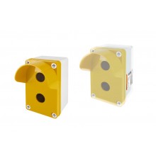 Корпус КП102 c козырьком для кнопок 2 места IP66 ABS желтый  SQ0705-0012  TDM