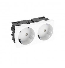 Розетка силовая 33° двойная 2х2К+З Modul45connect, со шторками, 16А 250В белая  6120483  OBO Bettermann