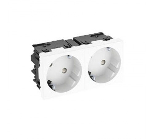 Розетка силовая 33° двойная 2х2К+З Modul45connect, со шторками, 16А 250В белая  6120483  OBO Bettermann